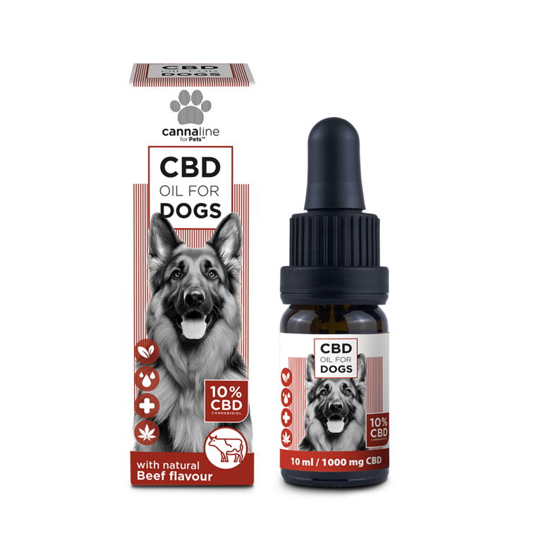 CBD eļļa lieliem suņiem 10%, 10ml ar bekona garšu, Cannaline