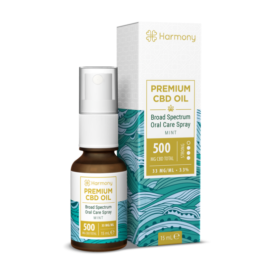 CBD sprejs MINT, 500mg 15ml, bez THC, HARMONY